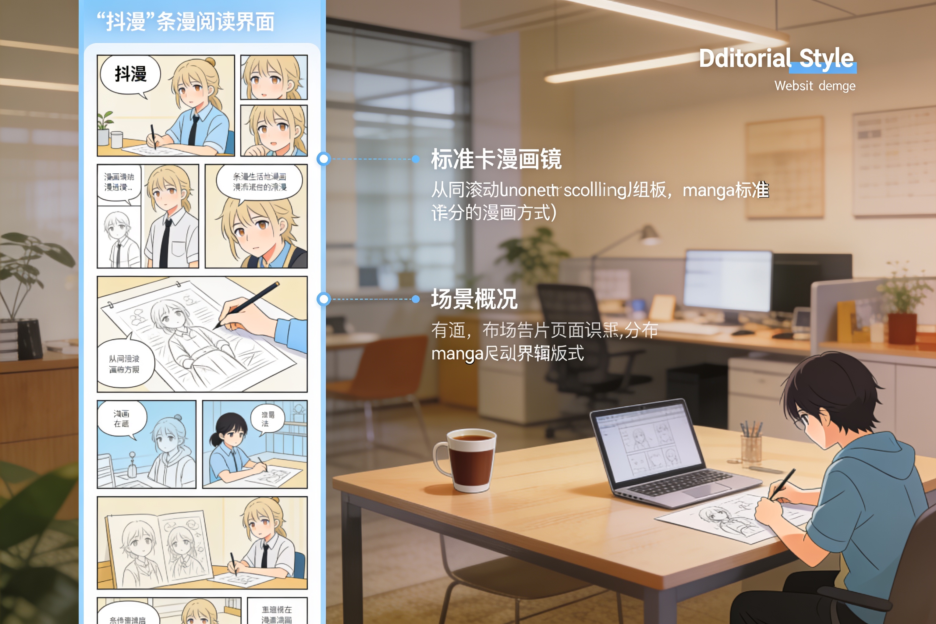 抖漫条漫阅读界面示例，展示纵向滚动的漫画分镜内容