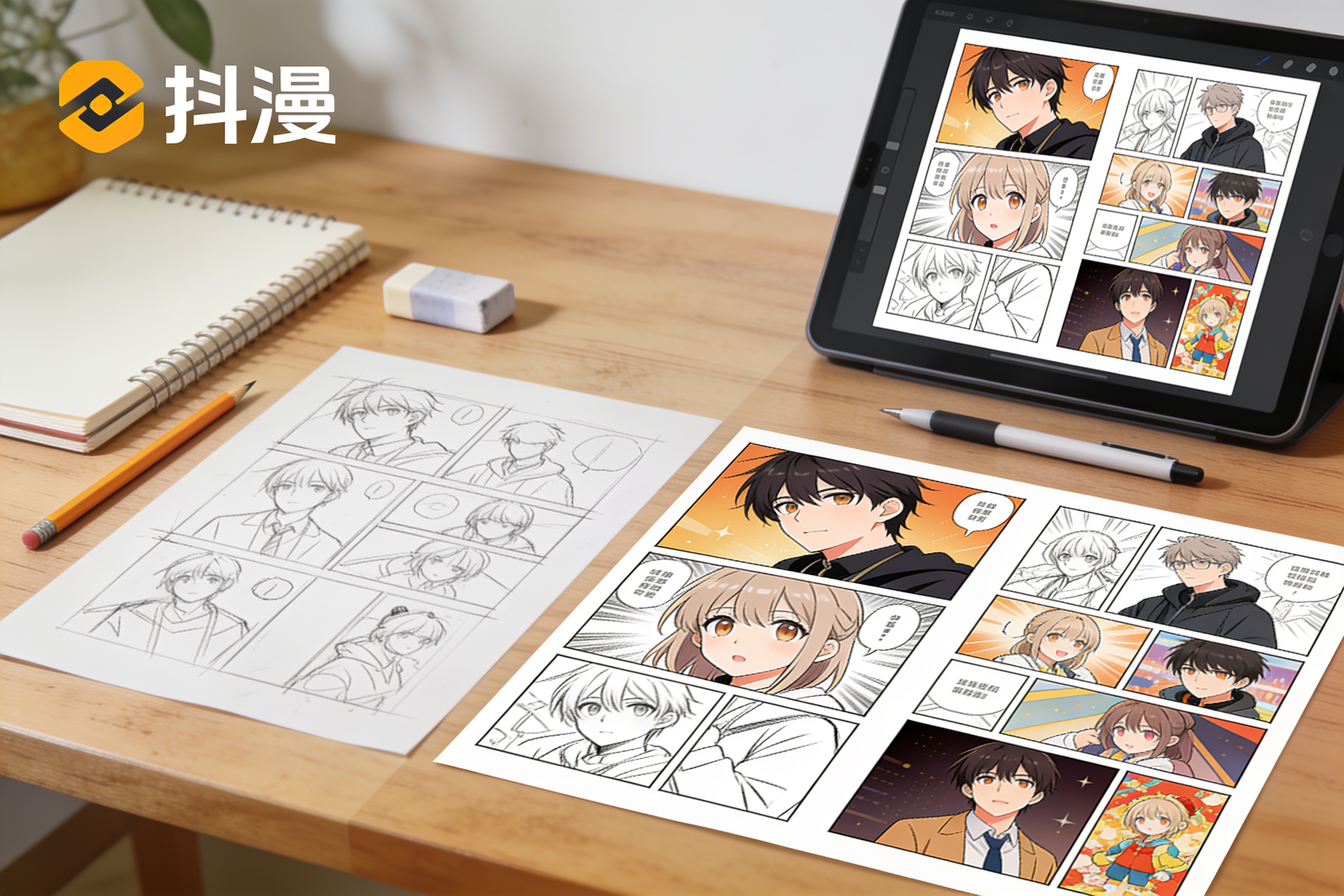 漫画分镜草稿与完成稿对比